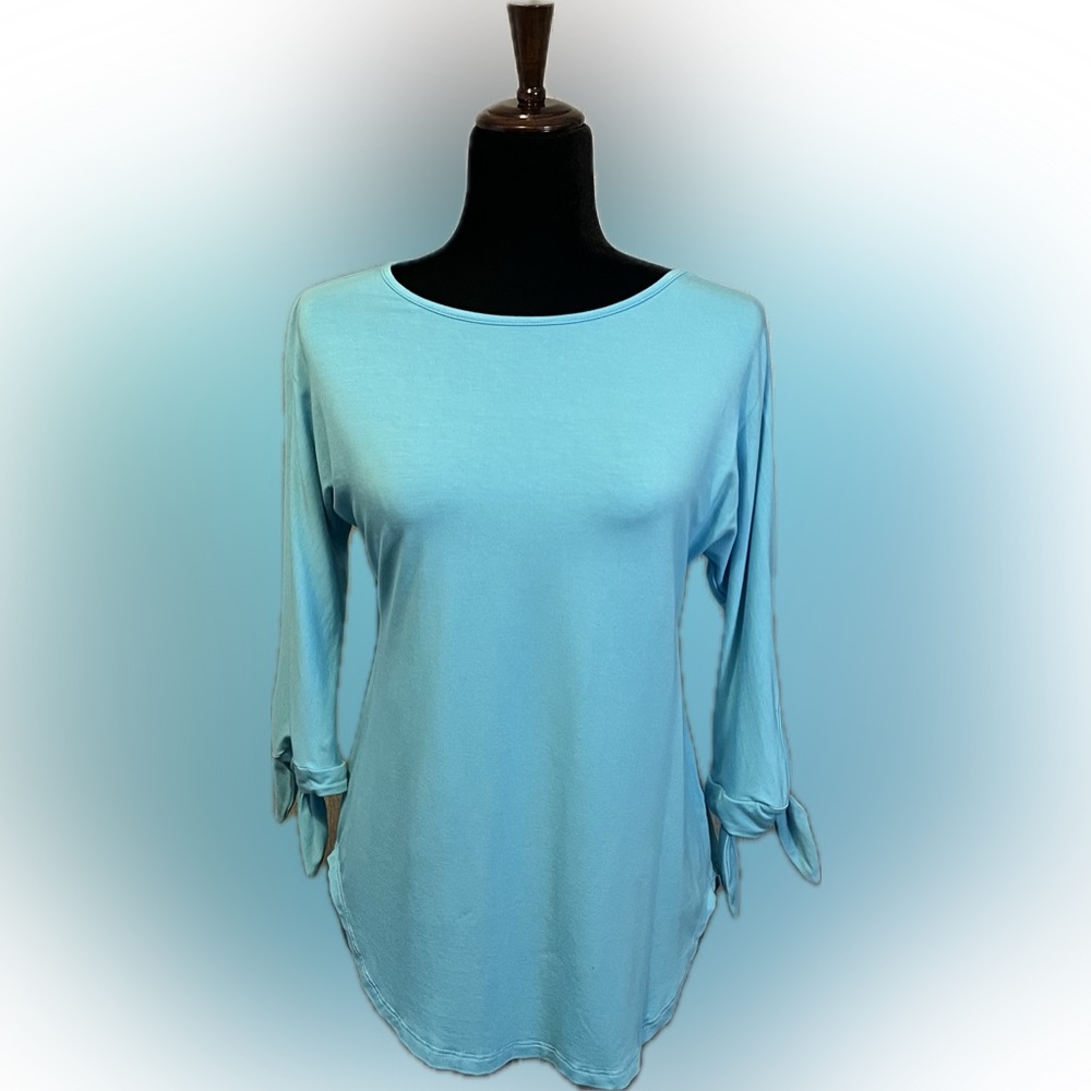Pure Essence Light Blue Top with Tie Sleeves size XS